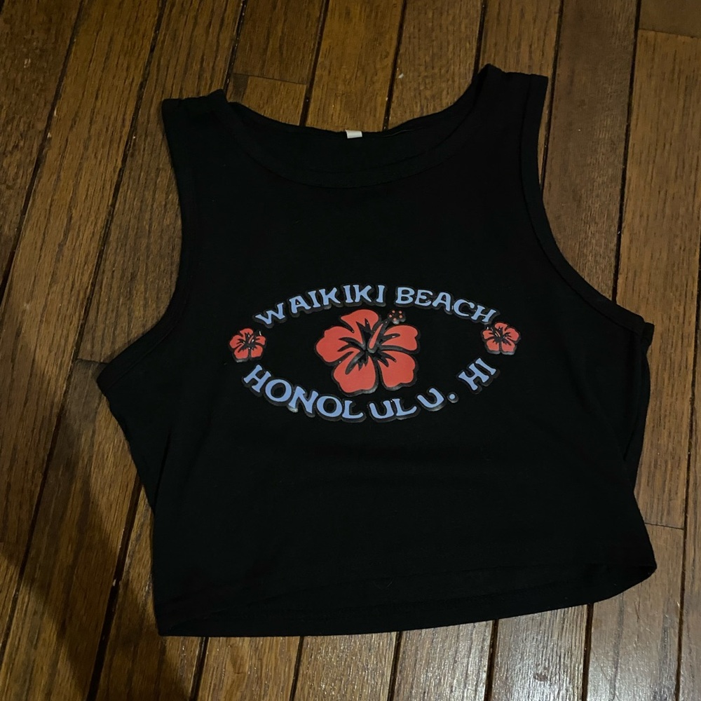 Waikiki Beach Black Crop Top